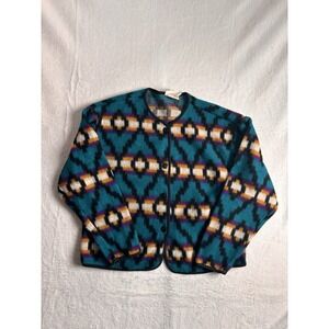 VTG David Wayne Aztec Button Down Long Sleeve Sweater‎ Women's Medium *